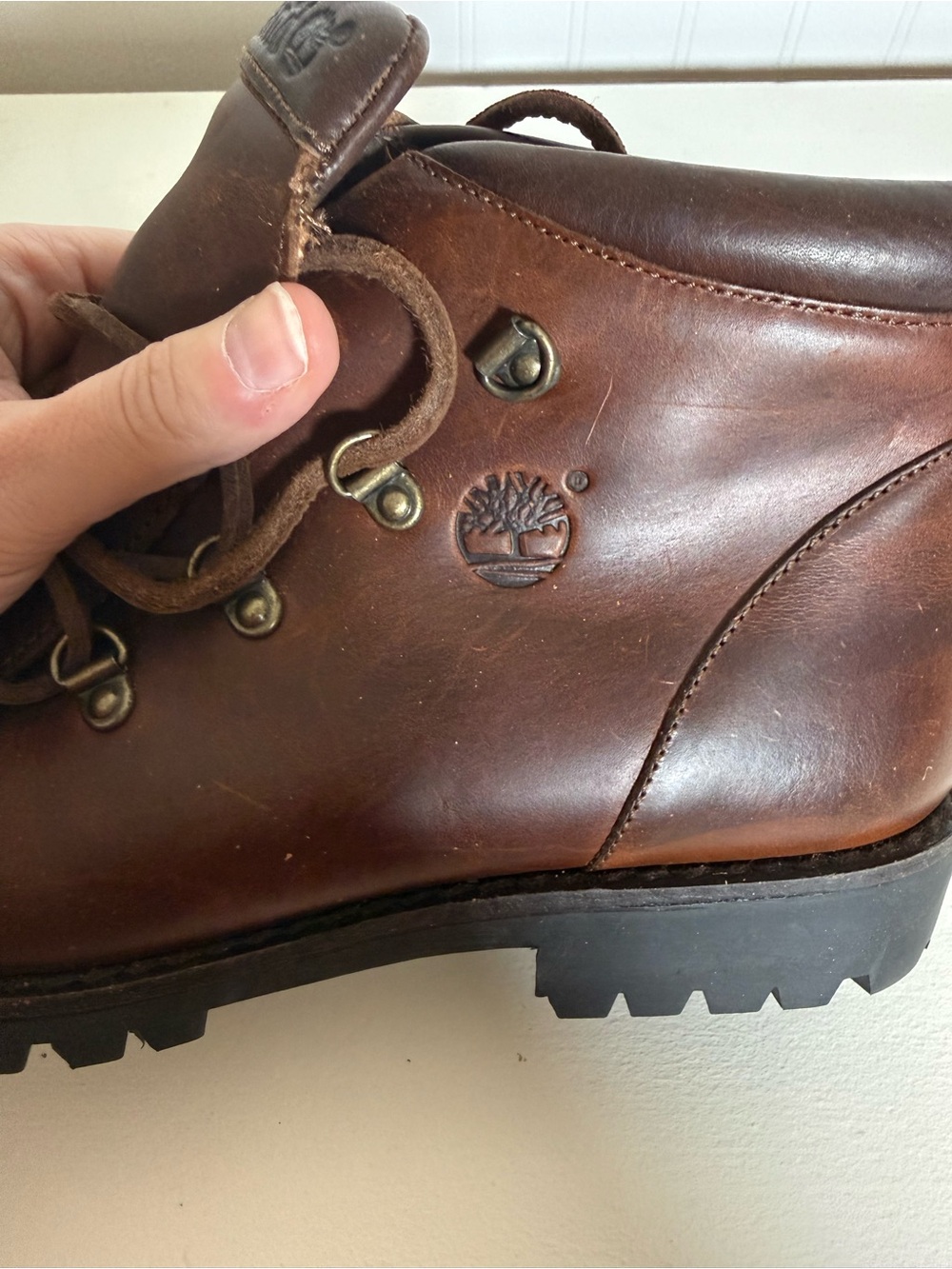 Vintage Timberland Brown Leather Hiking Boots Made in Italy Women’s 8.5 - Picture 7 of 13